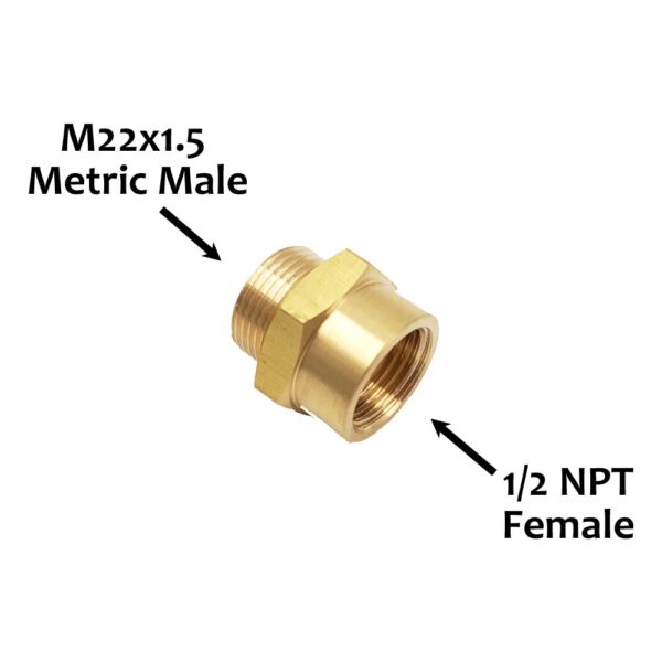 M22x1.5 to 1/2 NPT Brass Adapter