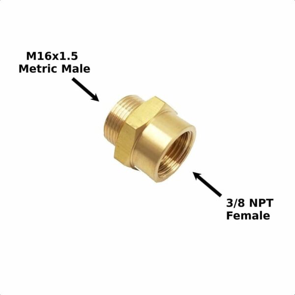 M16x1.5 to 3/8 NPT Brass Adapter